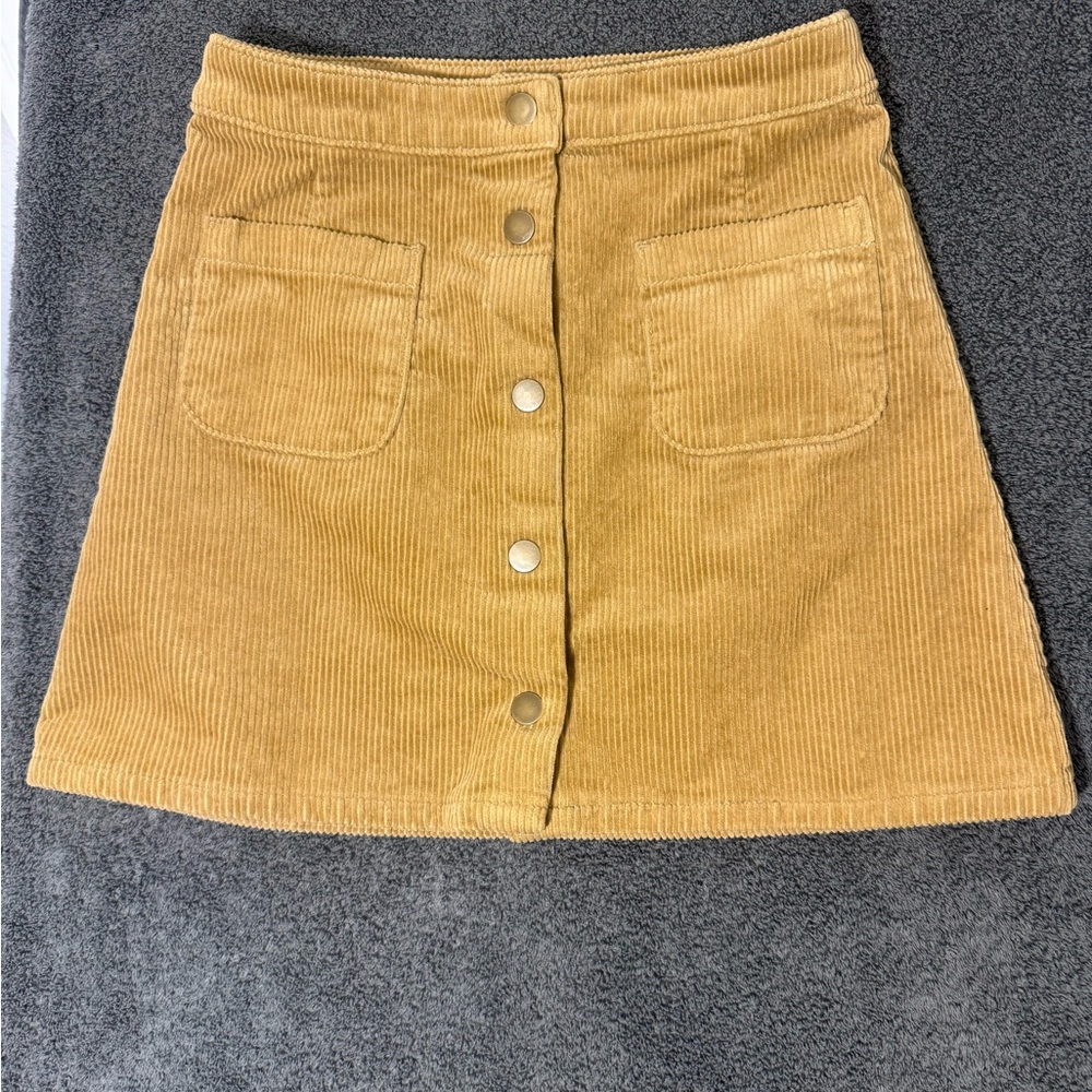 Arizona Corduroy Button-Front Tan Skirt